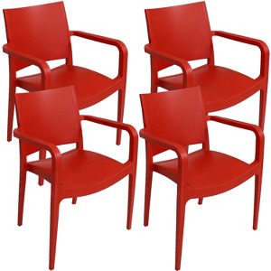 Sunnydaze Plastic All-Weather Commercial-Grade Landon Indoor/Outdoor Patio Dining Arm Chair - 1 of 4
