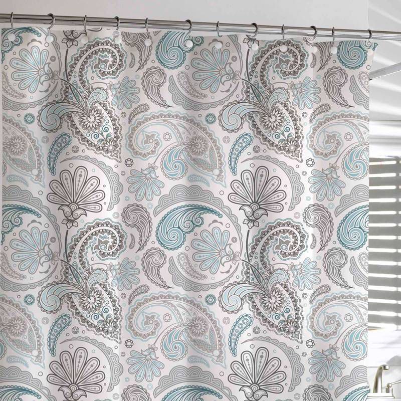 Floral Swirls Shower Curtain Blue/Gray - Cassadecor, 2 of 7