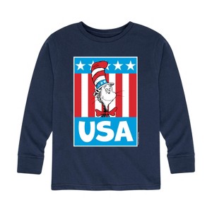 Boys' - Dr. Seuss - Cat In the Hat USA Long Sleeve Graphic T-Shirt - 1 of 4