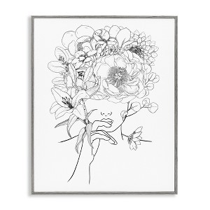 Stupell Industries Line Drawing Botanical Floral Bouquet Over Person Face, 20" x 16" - 1 of 4