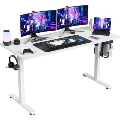 Fontoi Desks, Ergonomic Rising Desk, Gaming Desk with Splice Board, Home Office Computer Standing Table, White, 24"*55"*27.5"