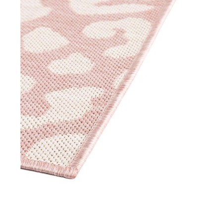 Pink Ivory Rectangular Synthetic Outdoor Animal Print Rug
