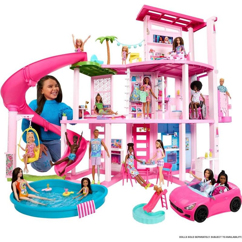 Barbie Dreamhouse Pool Party Doll House and Playset with 75+ Pieces, 3 Story Slide, Pet Elevator & More, 2 of 7
