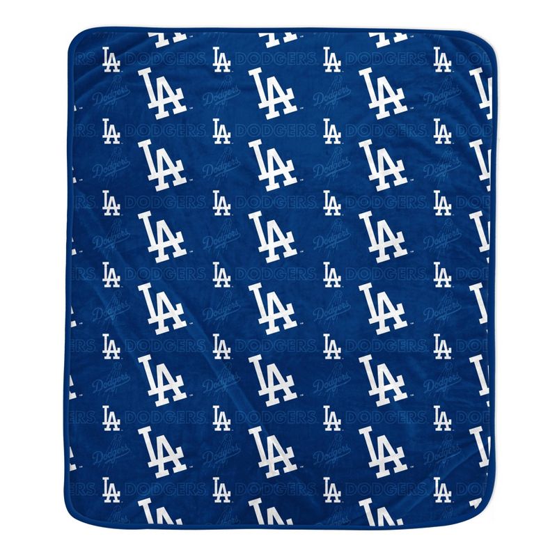 MLB Los Angeles Dodgers Repeat Tonal Logo Fleece Throw Blanket, 1 of 2