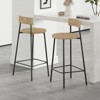 FONTOI 2PCS Round Barstools with Back&Footrest, Hand Woven Bar Stools for Living Room Kitchen Island, Black&White, 15.35"*35"*15.35" - 4 of 4