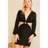 Slickblue Women's Cut Out Dress, O-Ring Side Detail, Bubble Sleeves, Lurex Fabric, Black, Size S-L - 2 of 4