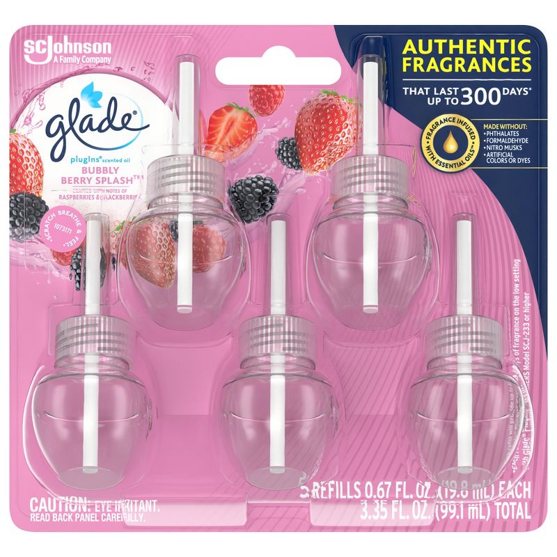 Glade PlugIns Scented Oil Air Freshener Refill - Bubbly Berry Splash - 3.35oz/5pk, 5 of 15