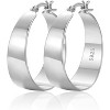 10mm Wide 925 Sterling Silver Hoops Earrings,14K Real Gold Plated Hoop Hypoallergenic Lightweight - 4 of 4
