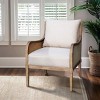 NicBex Polyester Accent Chair,Upholstered Living Room Chairs with Cane Back and Curved Arms,Mid-Century Armchair,Accent Chairs for Living Room,Beige - 2 of 4