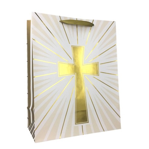 Cross Medium Gift Bag White - Spritz™ - image 1 of 2