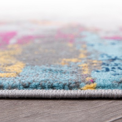 Contemporary Multi-Color Abstract Art Synthetic Area Rug 5' x 7'