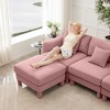 Sapphtopaz Modern Ottoman with Thick Upholstered Foot Stool for Sofa with Wood Cylindrical Legs End of Bed Bench for Living Room,Bedroom - 3 of 4