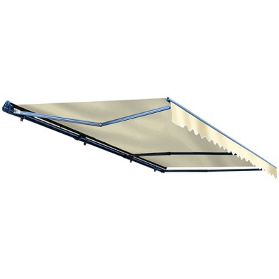 Ivory Semi-Cassette Motorized Patio Awning with LED Lights
