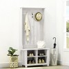 HOMCOM Hall Tree with Shoe Storage Bench, Entryway Bench with Coat Rack, Accent Coat Tree with Adjustable Shelves for Mud Room, Distressed White - 2 of 4
