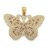 Black Bow Jewelry 14k Two Tone Gold and White Rhodium Stacked Butterfly Pendant, 26mm - 3 of 4