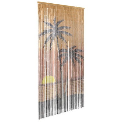 vidaXL Insect Door Curtain Palm Print 100x220cm Bamboo, Fly Curtain, Door Mosquito Net, Beaded Fly Curtain