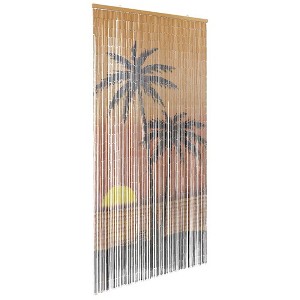 vidaXL Insect Door Curtain Palm Print 100x220cm Bamboo, Fly Curtain, Door Mosquito Net, Beaded Fly Curtain - 1 of 4