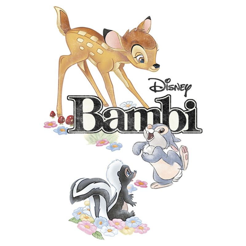 Men's Bambi Movie Logo With Flower and Thumper T-Shirt, 2 of 6