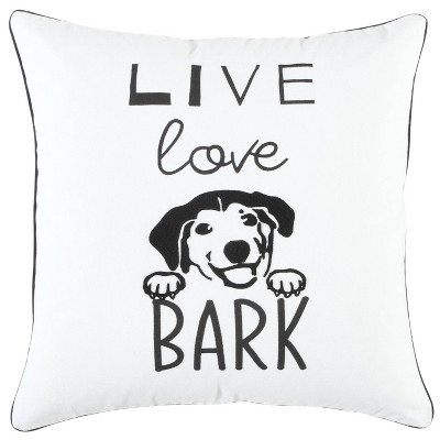 20"x20" Oversize 'Live Love Bark' Poly Filled Square Throw Pillow White - Rizzy Home