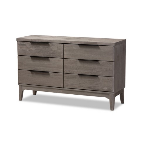 Nash Rustic Platinum Wood Finish 6 Drawer Dresser Gray - Baxton Studio - image 1 of 4