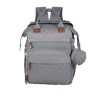 Itopfox Unisex Baby Diaper Backpack with Changing Station, USB Port, Insulated Case, Waterproof Travel Bag for Newborns (Grey)