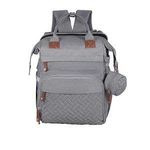 Itopfox Unisex Baby Diaper Backpack with Changing Station, USB Port, Insulated Case, Waterproof Travel Bag for Newborns (Grey) - 1 of 4