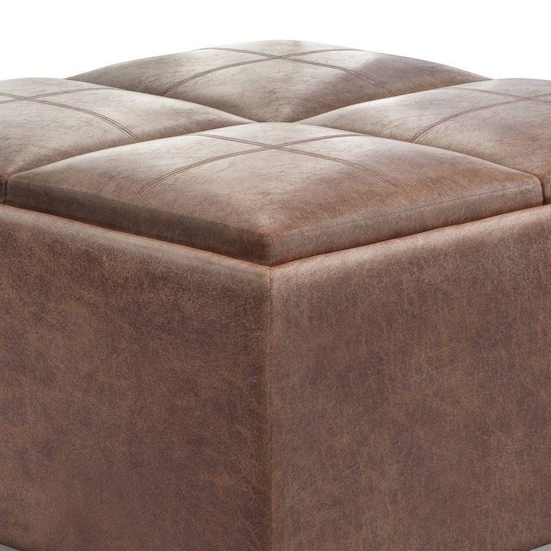 35" Franklin Square Coffee Table Storage Ottoman Linen Look Fabric - Wyndenhall, 5 of 8