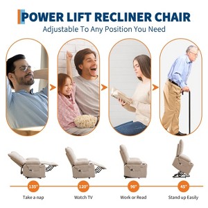 Power Lift Recliner Chair for Elderly - Electric Massage & Heat Recliner with 45° Assist Stand, Living Room Sofa, Swivel Rocker with Cup Holders - 1 of 4