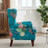 Modern Floral Accent Chair with Retro Wood Legs | Comfy Upholstered Armchair for Living Room, Bedroom & Office-- Frevyn - 4 of 4