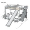 NicBex Twin Over Full Bunk Bed with Slide and Storage Staircase,Loft Bed with Safety Guardrail for Bedroom,Gray/White - 3 of 4