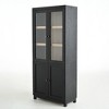 TOAOTBNBO Mid-Century Bookshelf with 5 Open Compartments, Tall Bookcase with Glass Doors and Adjustable Shelves, Display Book Shelf for Office, Black - 2 of 4