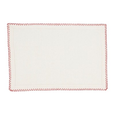 White and Red Cotton Whip Stitched Placemats, Set of 4