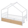 CAVINAS Twin/Full Size House Platform Bed Frame with Fence,Metal Floor Bed for Kids Room,Bedroom - 3 of 4
