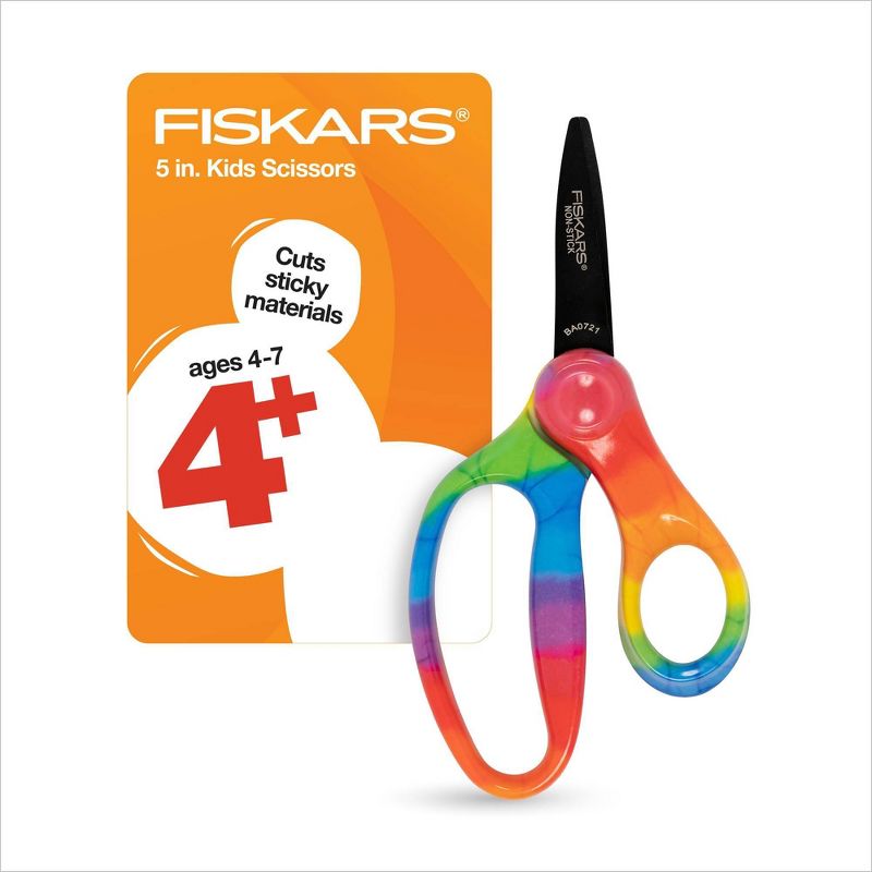 Fiskars 5&#34; Non-Stick Deco Point Kids&#39; Scissors Rainbow, 1 of 8