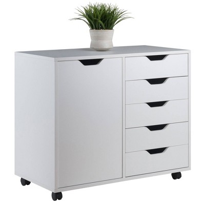Winsome White 5-Drawer Office Cabinet with Adjustable Side Shelf