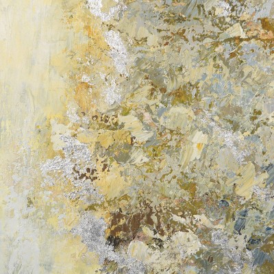 Hand Painted Green and Silver Leaf Landscape Canvas Art