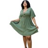 Anna-Kaci Women's Plus Size Short Sleeve Button-Down Dress with Flowy Skirt and Waist Belt - 4 of 4