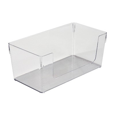 Simplify Rectangle Open Front Organizer Large Clear: PET Storage Drawers, 13.5" Depth, 7" Width, No Assembly Required