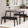 3-Piece Dining Set, Space-Saving Table & 2 Upholstered Benches for 4, Metal Frame Kitchen Furniture for Apartments, Studios, Small Spaces - 3 of 4