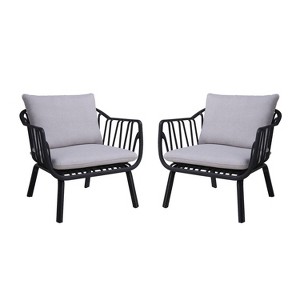 Christopher Knight Home Carli Modern Outdoor Patio Club Chairs Gray Water Repellent Fabric - 1 of 4