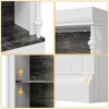 Tall Storage Bookcase with Open Shelves, Roman Column Design and 4 Adjustable Lights, White & White & Black Wood Grain Display Storage Cabinet - 4 of 4