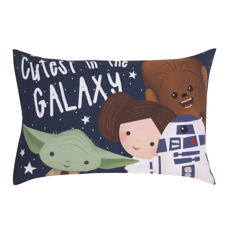 Star Wars Welcome to the Galaxy Navy and Gray Yoda, R2-D2, Chewbacca, and Princess Leia 4 Piece Toddler Bed Set, 5 of 7