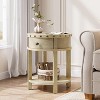 Tribesigns Wood End Table, Round Side Table with Drawer and Bottom Shelf - 2 of 4