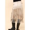 Women's Studded Suede Fringed Midi Skirt - Blue B - 3 of 4