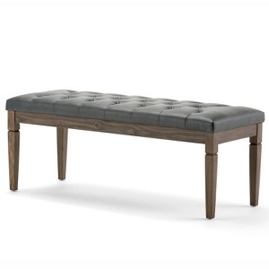 Hopewell Tufted Ottoman Bench Slate Gray Faux Leather - Wyndenhall, Adult Unisex, Grey