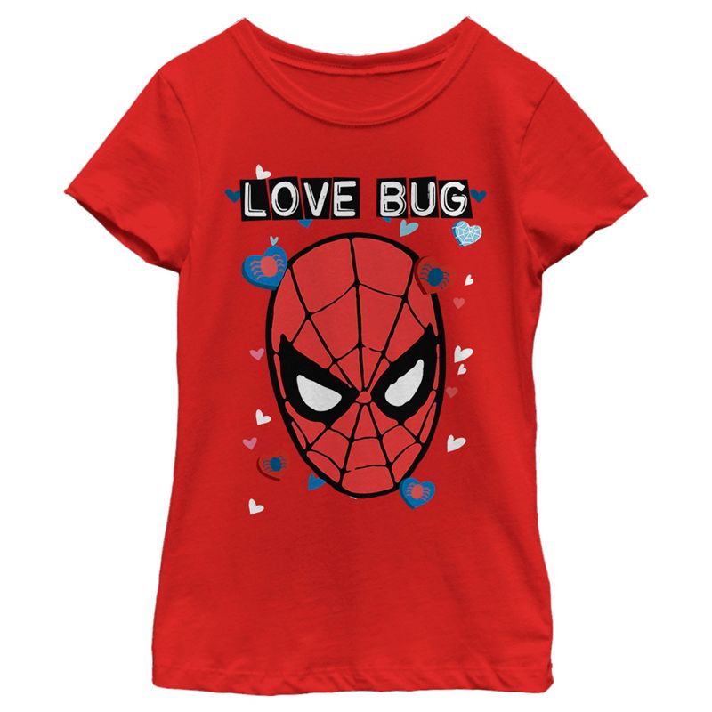 Girl's Marvel Spider-Man Candy Heart Love Bug T-Shirt, 1 of 6