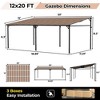 Outdoor Metal Reclining Gazebo Hardtop Reclining Pergola for Patios, Decks, Porches, Lawns and Backyards Wall Mounted Reclining Metal Awning - 2 of 4