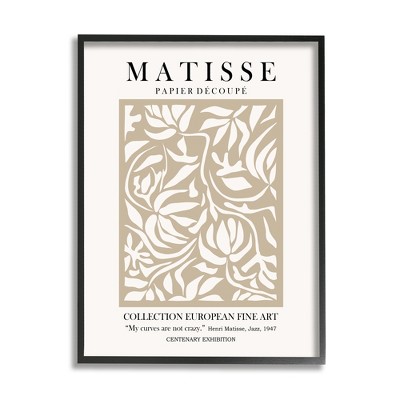 Stupell Matisse Beige Florals Modern Exhibition Framed Giclee