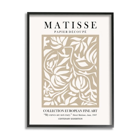 Stupell Matisse Beige Florals Modern Exhibition Black Framed Giclee, 16 ...