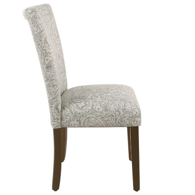 Floral Gray Linen Upholstered Parsons Side Chair Set